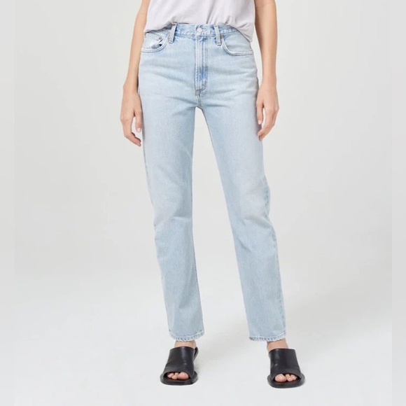 AGOLDE Mia Mid Rise Denim Jeans Straight Leg Scene Light Wash Women’s Size 34 - Picture 1 of 9